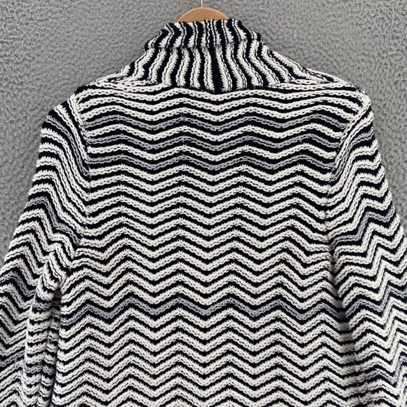 Chicos Sweater Womens 2 US Large Black White Silver Chunky Knit Open Cardigan* - Picture 3 of 9